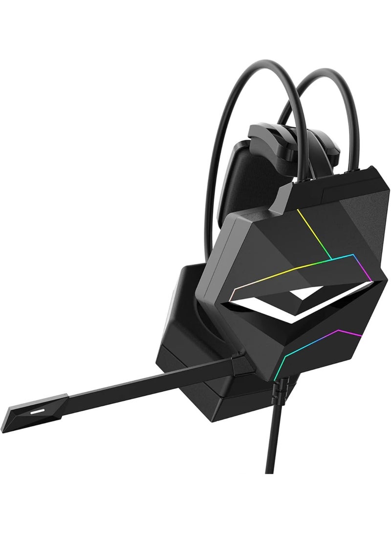 Onikuma X20 Wired Professional Gaming Headset with Noise Cancelling Microphone, 7.1 Surround Sound , RGB Lighting, 50mm Precision Drivers, 3.5mm connection , Stereo Surround Sound, Comfortable Over-Ear Design for PC and Laptops (Black) - Image 3